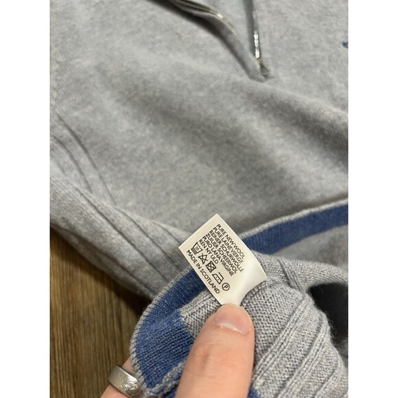 Peter Scott Sweater 100% New Wool Quarter-Zip Gray Royal Troon Mens 40 Scotland - Picture 7 of 10